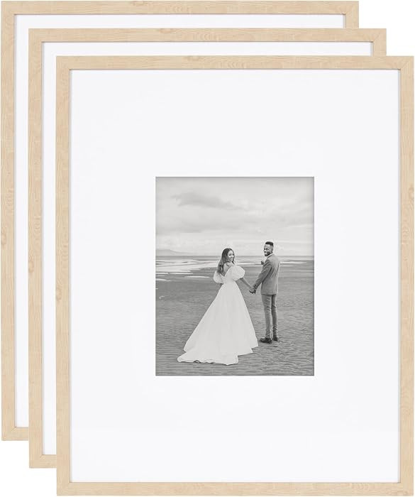 Kate and Laurel Gallery Rectangle Picture Frame Set of 3, 16 x 20 matted to 8 x 10, Natural, Mode... | Amazon (US)