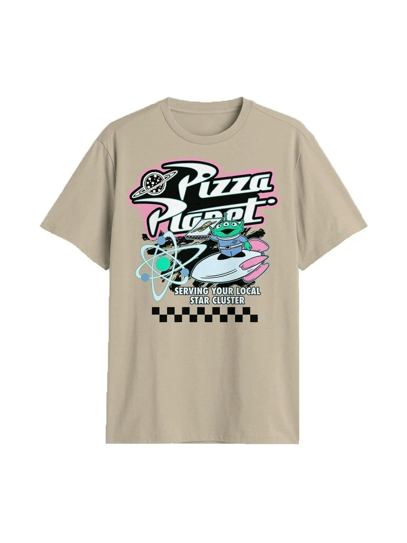 Men's Disney Toy Story Pizza Planet Beige Graphic T-Shirt - Small | Walmart (US)