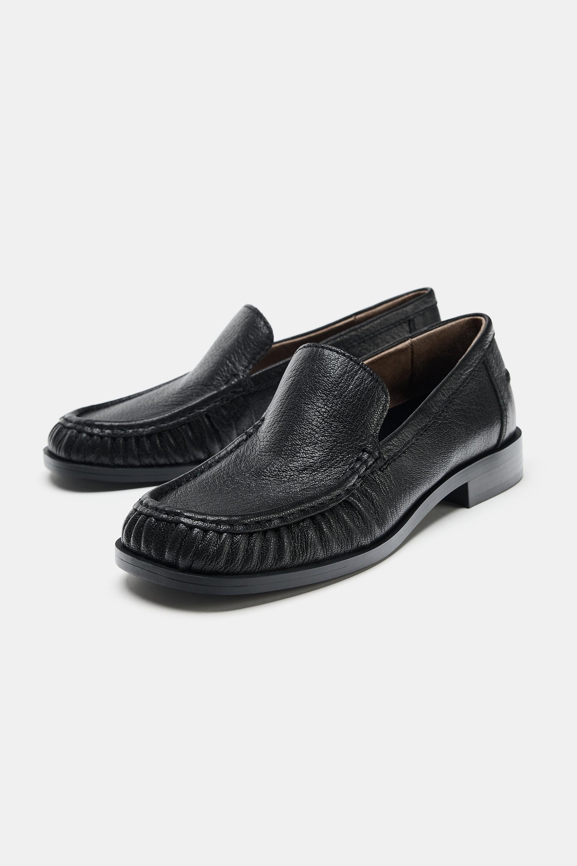 Zara - Leather Loafers - Black - 5 - Woman | Zara US