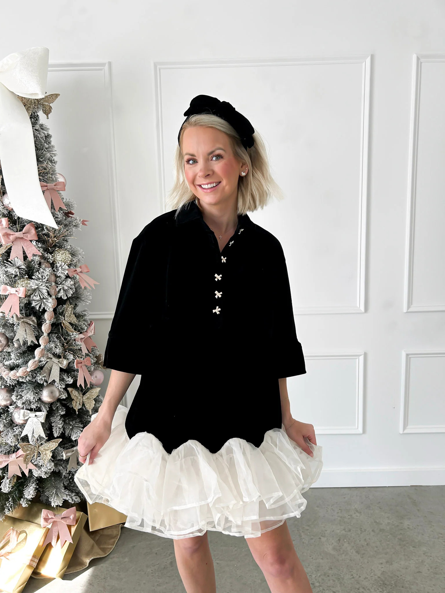 Good Time Girl Tulle Ruffle Black Velvet Dress | Flourish in Frills