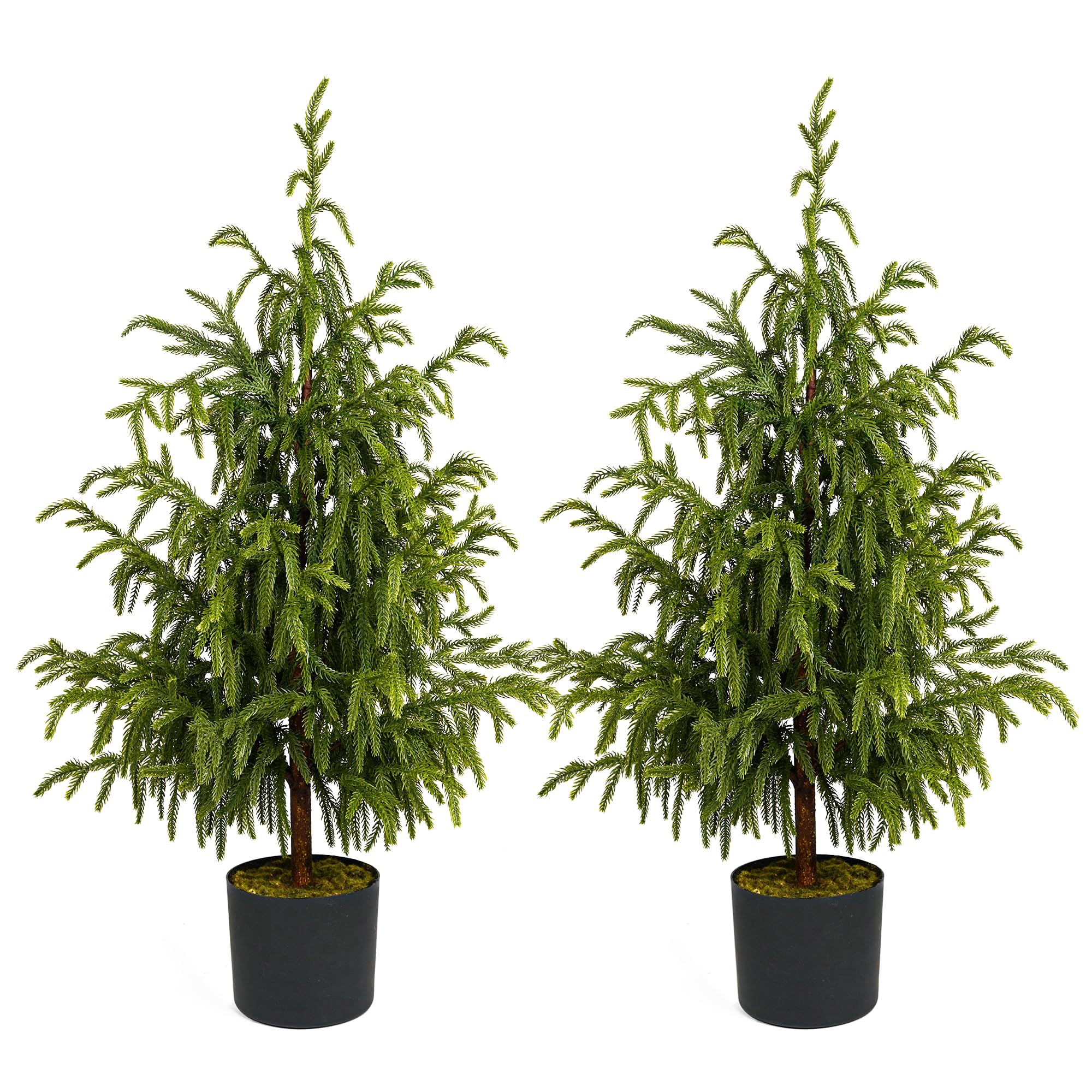Artificial Norfolk Pine Tree - 3FT / 90CM 2 Pack Faux Christmas Tree Potted Plants Real Touch for... | Amazon (US)