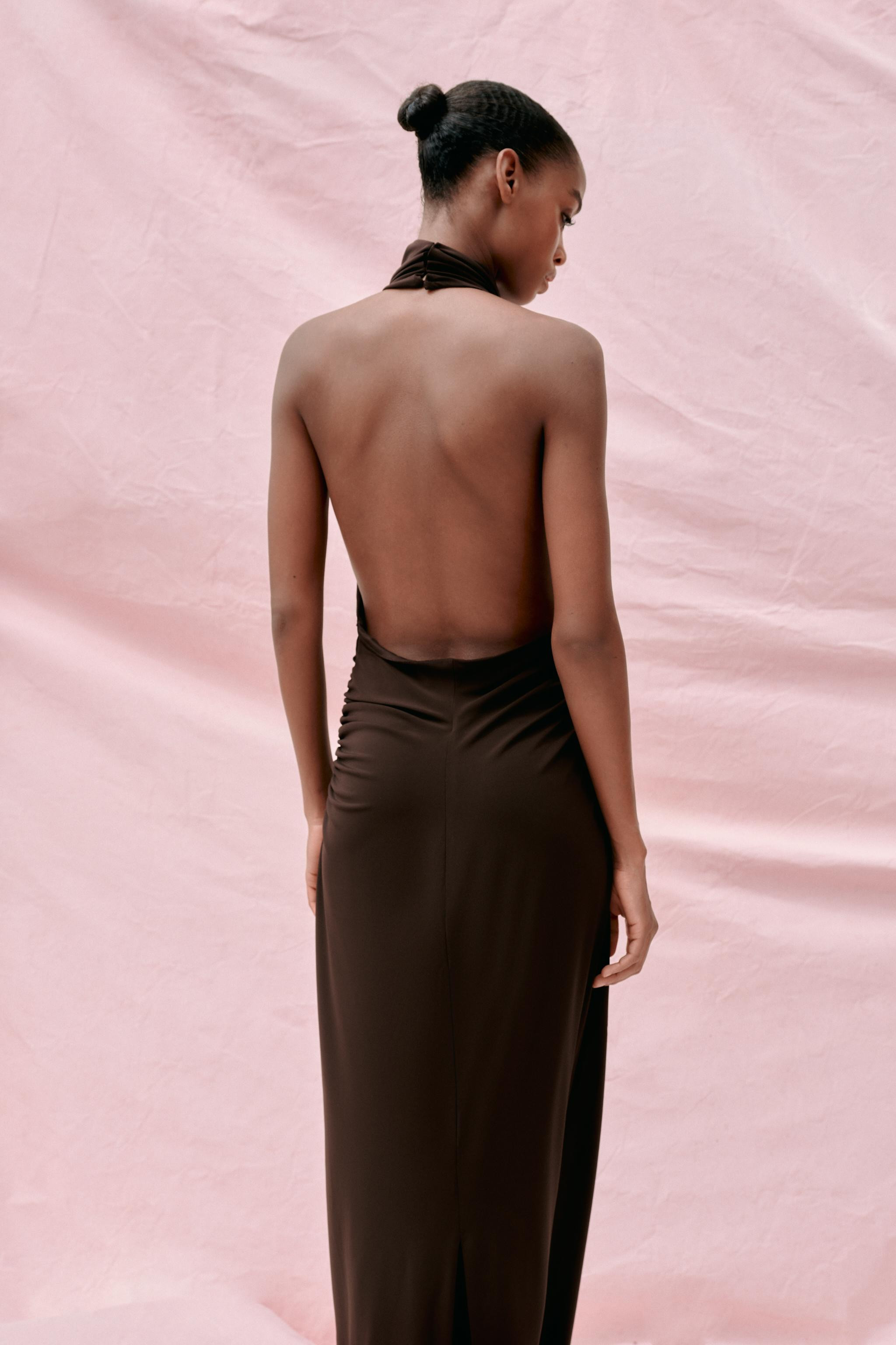 LONG OPEN BACK HALTER DRESS | Zara US