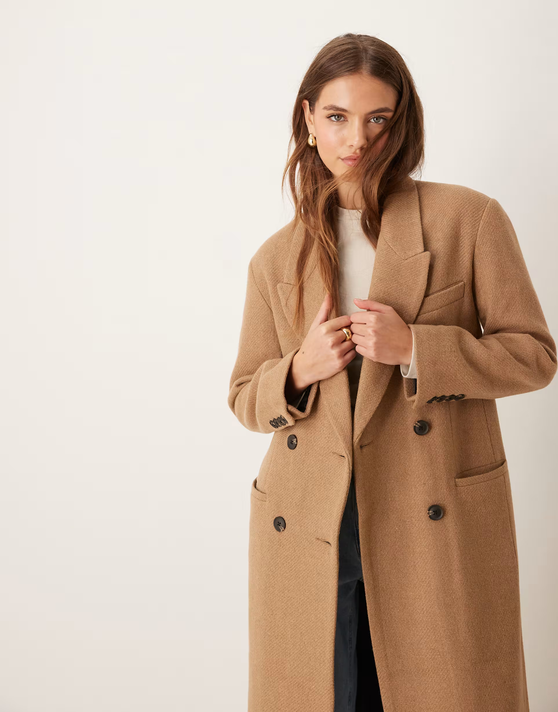 ASOS DESIGN premium wool dad coat in camel | ASOS (Global)