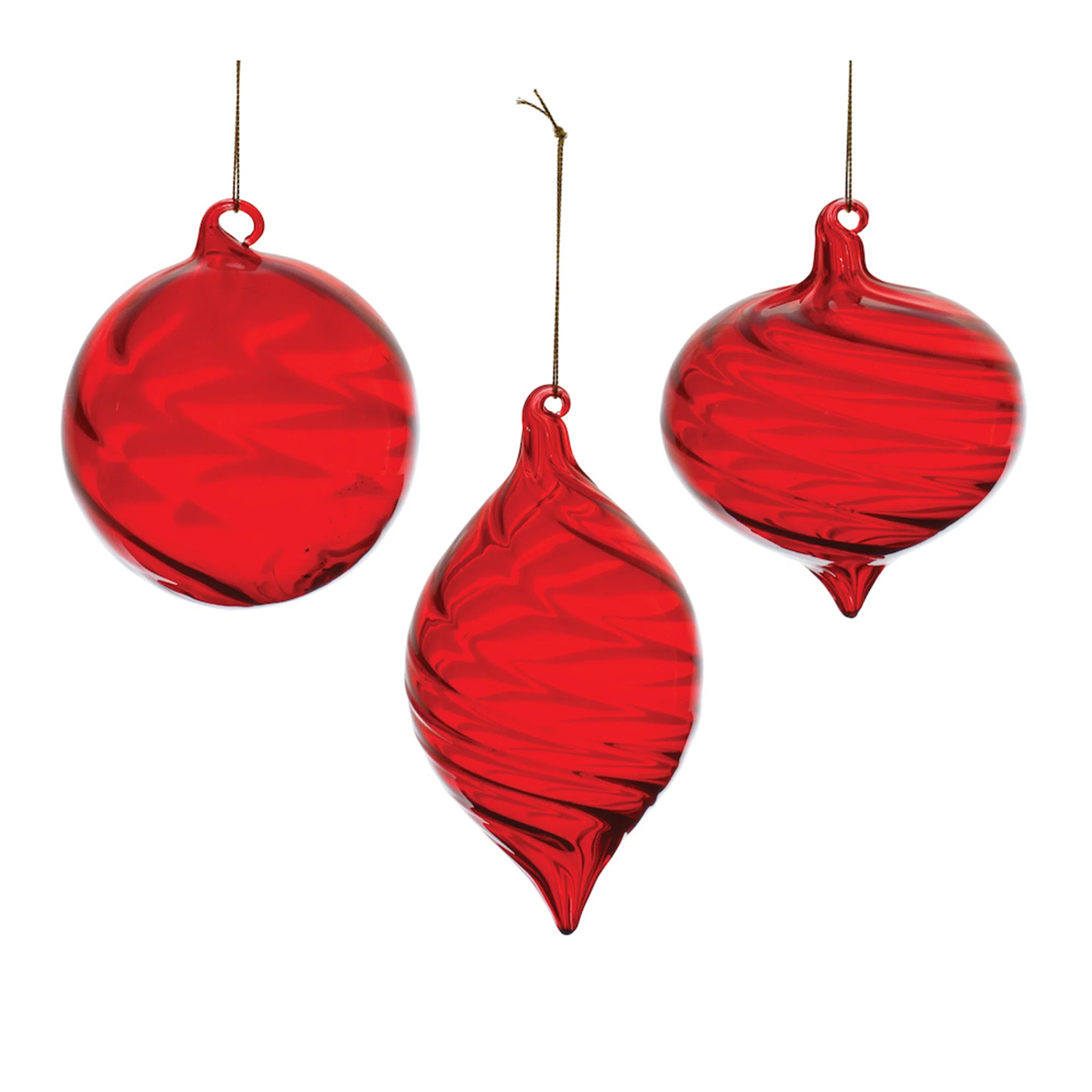 The Holiday Aisle® Red Swirl Glass Ornament (Set of 6) | Wayfair | Wayfair North America
