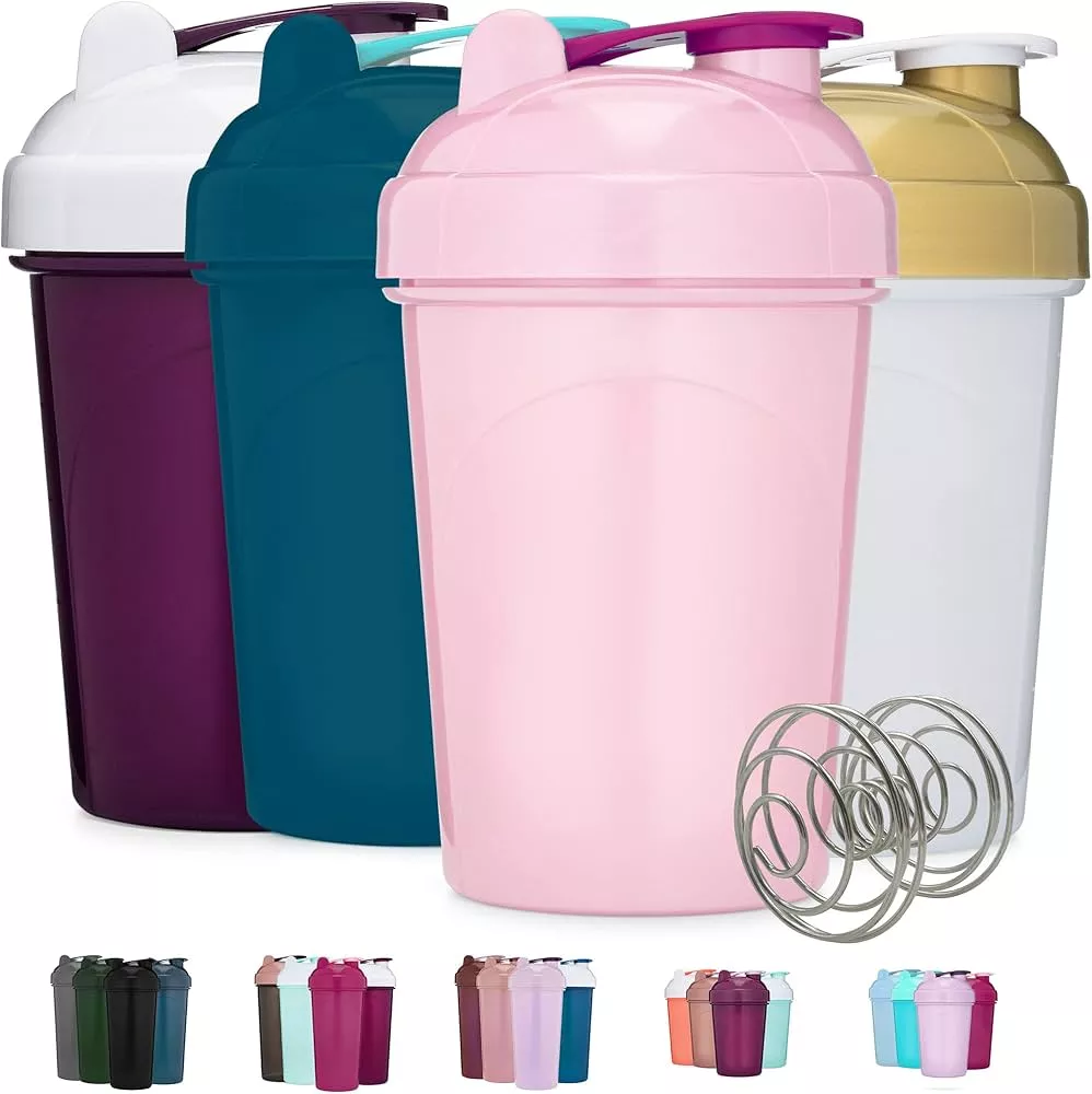  GOMOYO [4 Pack] 20 oz Shaker Bottle 4-Pack with Mixing