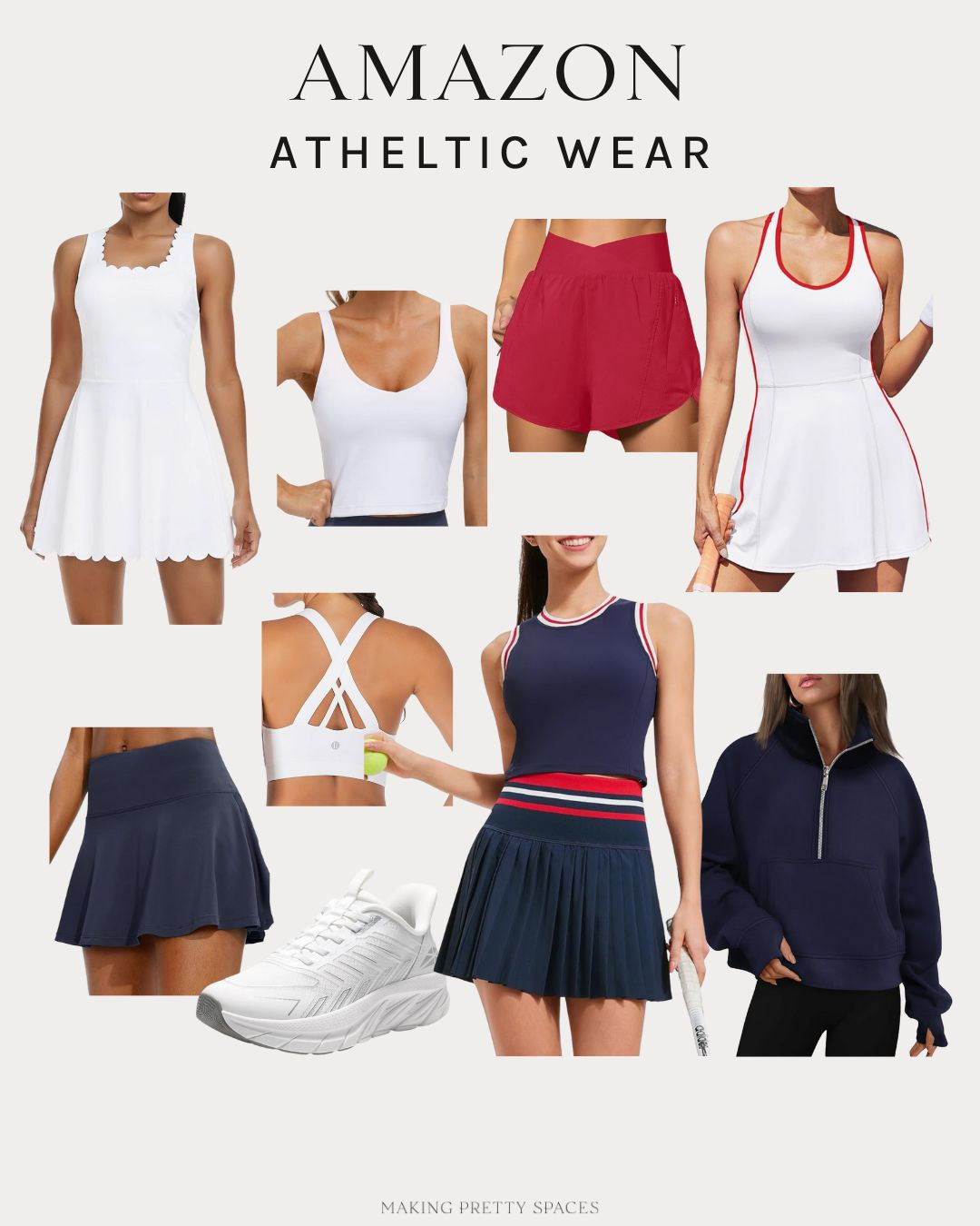 Shop these Amazon athletic finds! Amazon fashion, tennis skirt, skort, red, white & blue, 2 piece set, amazon, dress, pickleball outfit, fashion, work out wear, tank top 

 #LTKActive #LTKFindsUnder50 #LTKStyleTip