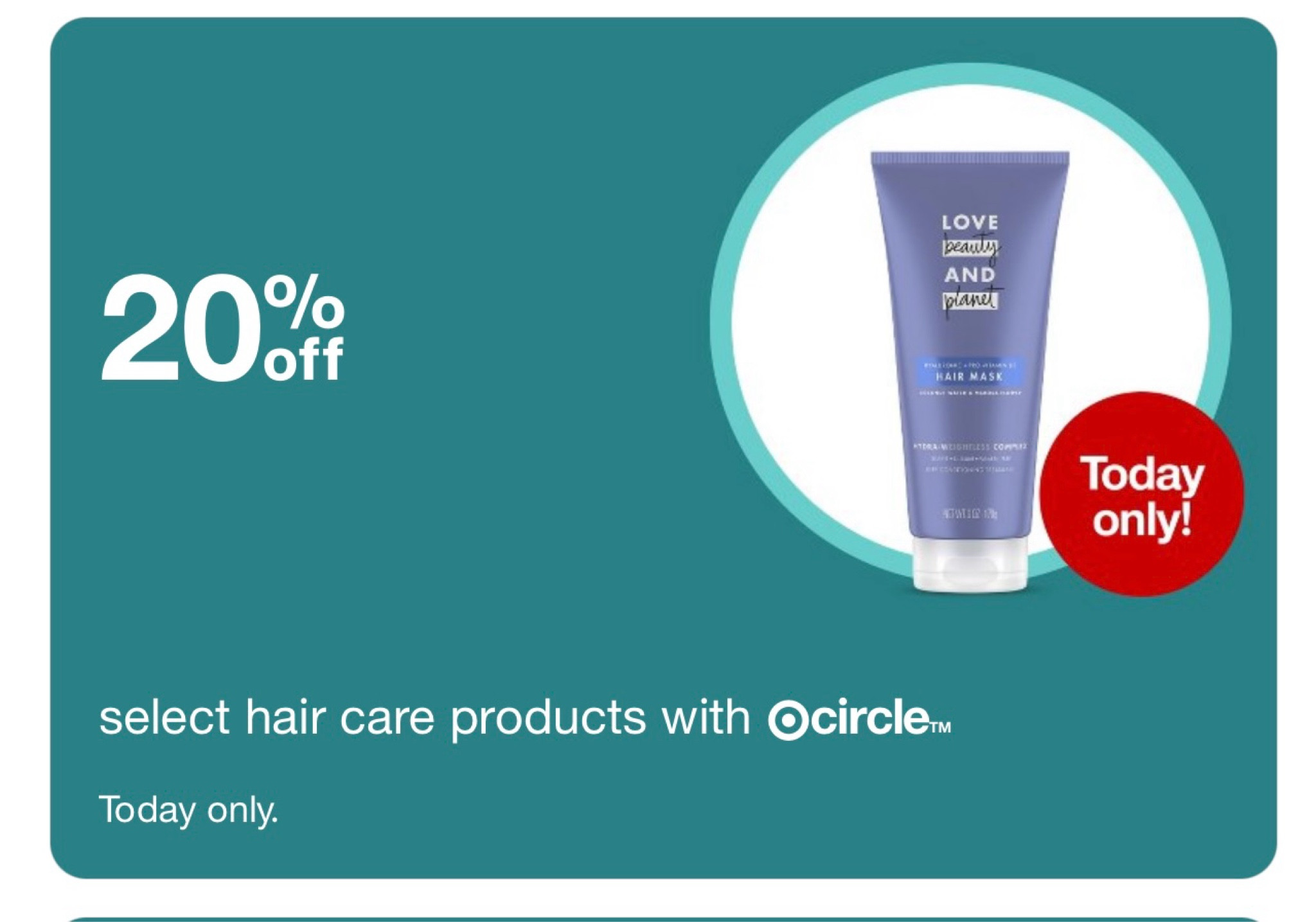 Today’s Target Circle Sale Daily Seal! 20% off Hair Care Products!!!!

#LTKBeauty #LTKxNSale #LTKSummerSales