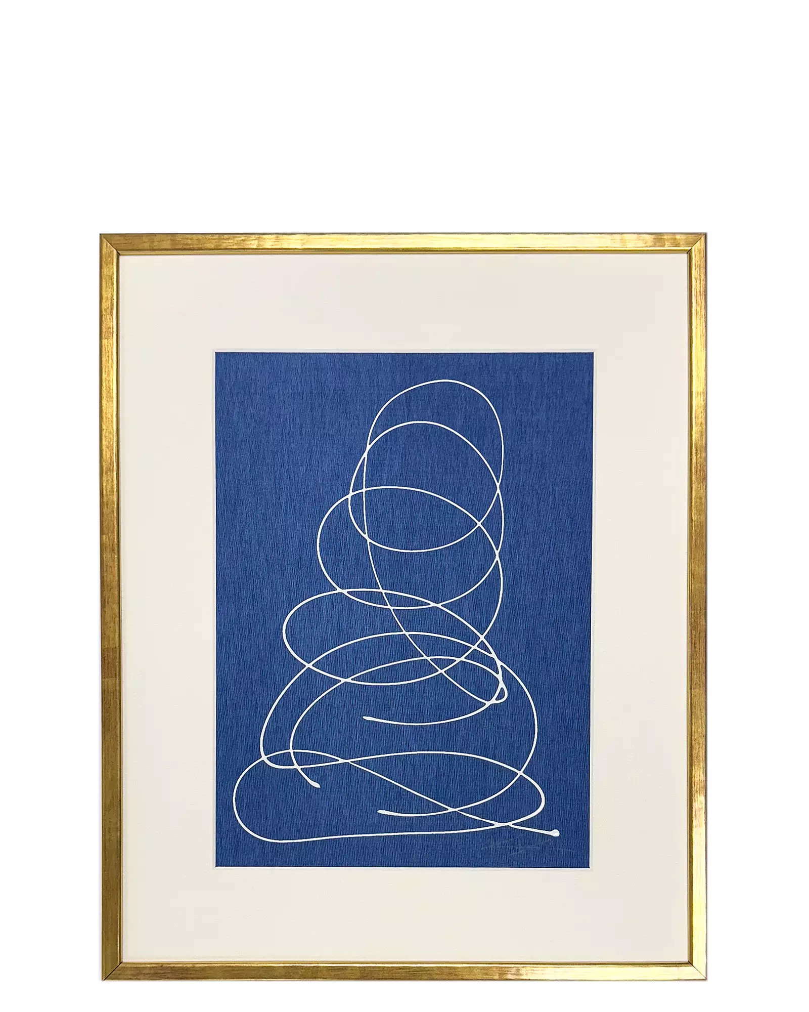 "Brainstorm in White on Blue Silk" by Kayce Hughes | Serena and Lily