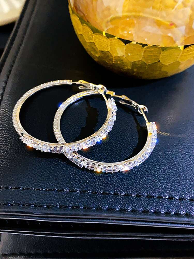 1pair Rhinestone Decor Hoop Earrings | SHEIN