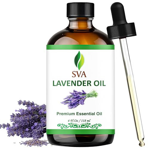 SVA Lavender Essential Oil – 4 Fl Oz – 100% Natural Lavender Oil - for Diffuser, Hair Care, Face, Skin Care, Aromatherapy, Scalp and Body Massage, Soap and Candle Making – with Dropper | Amazon (US)