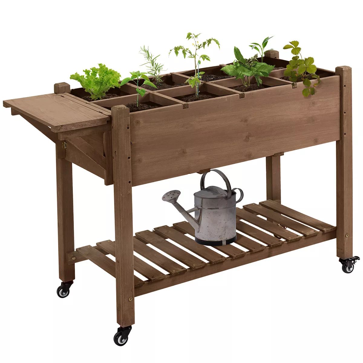 Outsunny 49'' x 21'' x 34'' Raised Garden Bed w/ 8 Grow Grids Outdoor Wood Plant Stand w/ Storage... | Kohl's