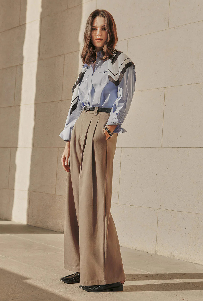 Carlo Wool Blend Wide Pants - Camel | Petite Studio NYC