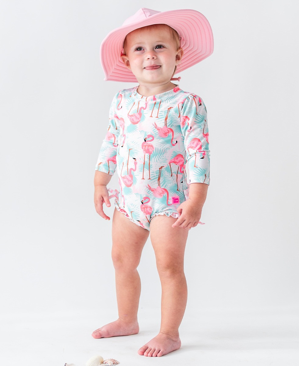 Long Sleeve One Piece Rash Guard | RuffleButts / RuggedButts