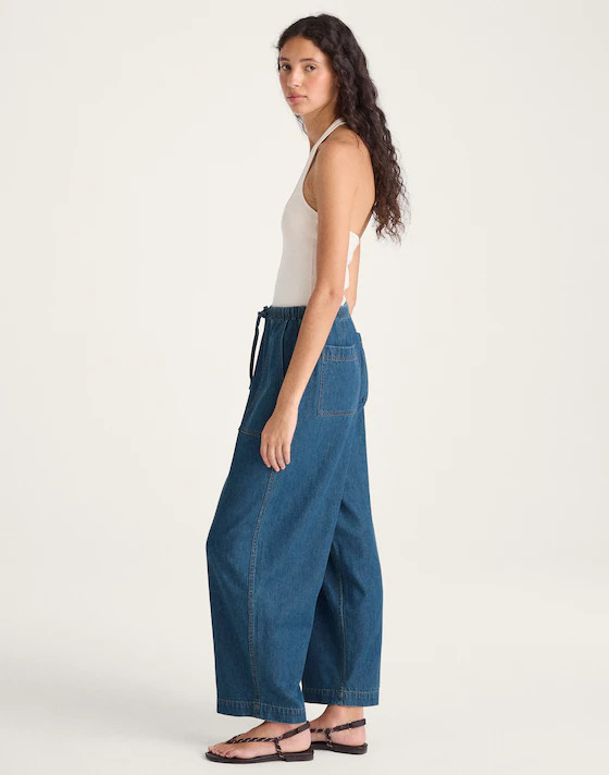 Pull-On Barrel-Leg Utility Pants in Airy Denim | Madewell