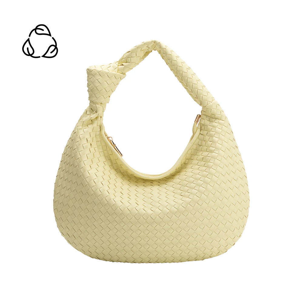 Lemonade Brigitte Large Vegan Leather Woven Hobo Bag | Melie Bianco | Melie Bianco