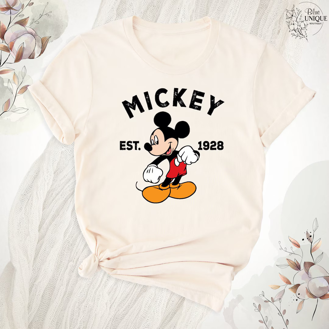 Mickey Mouse Est 1928 Disney T-shirt, Disney Mens Shirt, Classic Disneyland World Men’s Tee, Re... | Etsy (US)