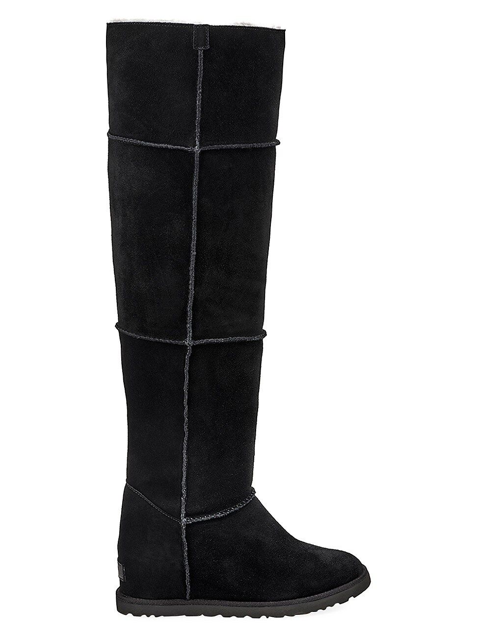 UGG Women's Classic Femme Over-The-Knee Sheepskin-Lined Suede Boots - Black - Size 9 | Saks Fifth Avenue