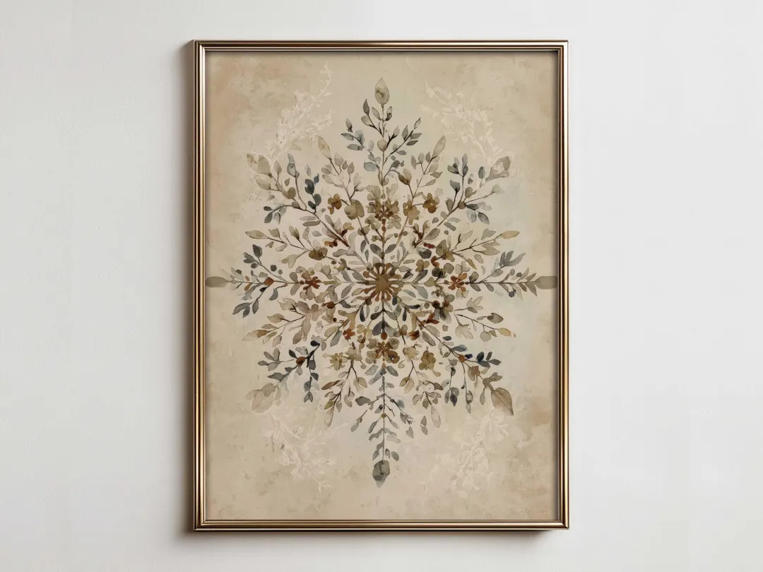 Watercolor Snowflake Print: Scandinavian Christmas Wall Art (digital Download) - Etsy | Etsy (US)
