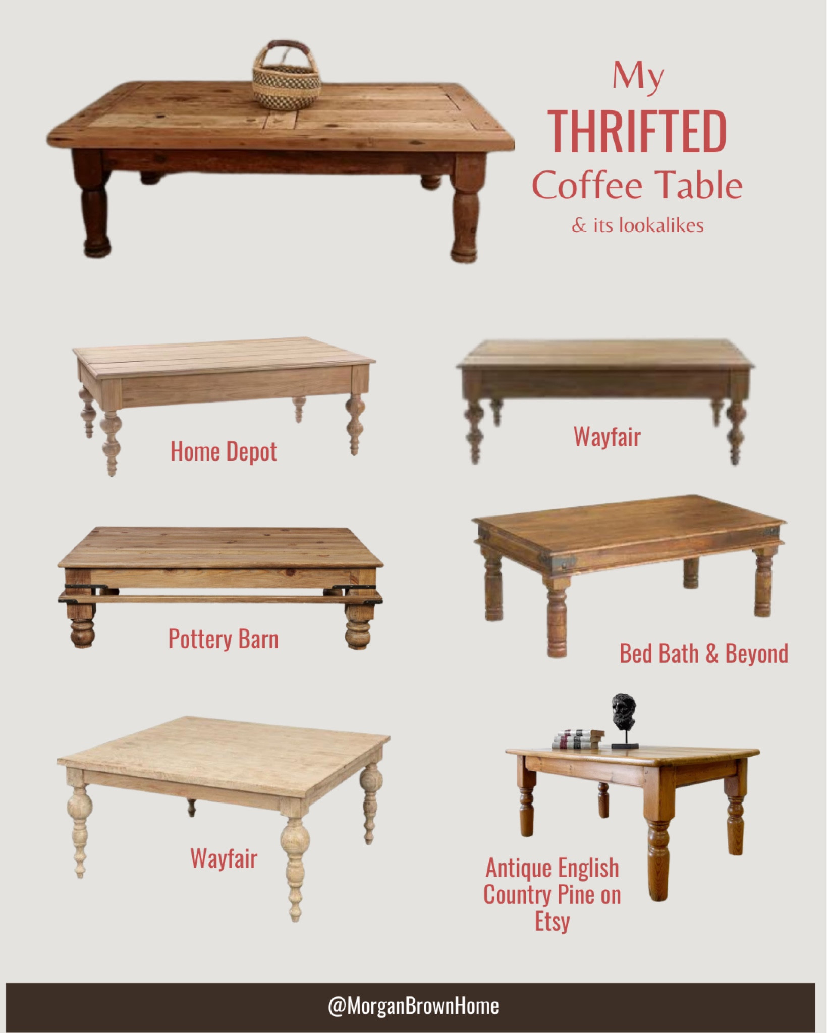 I love this coffee table! My mom thrifted it but I gathered a few similar pieces with the same chunky legs and solid wood make  

#LTKhome