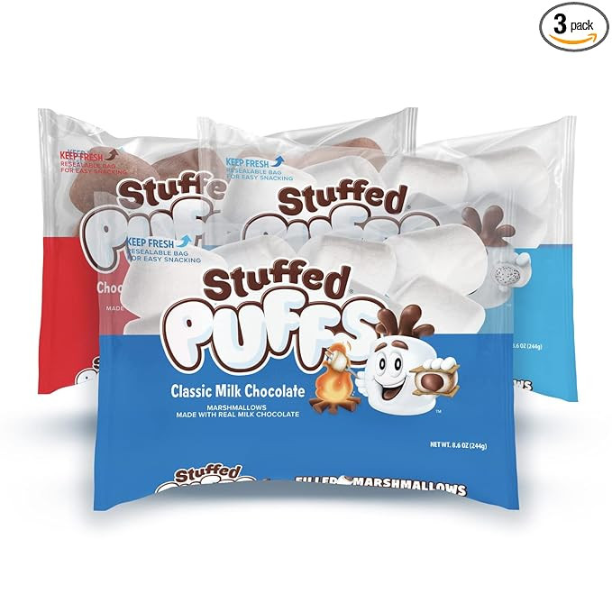 Stuffed Puffs - Variety 3 Pack, Filled Marshmallows, Perfect for S'mores and Snacking, 1 bag of C... | Amazon (US)