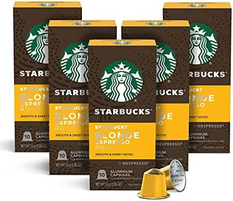 Starbucks by Nespresso, Blonde Roast Espresso 10 Count Pack of 5 single serve capsules, compatibl... | Amazon (US)