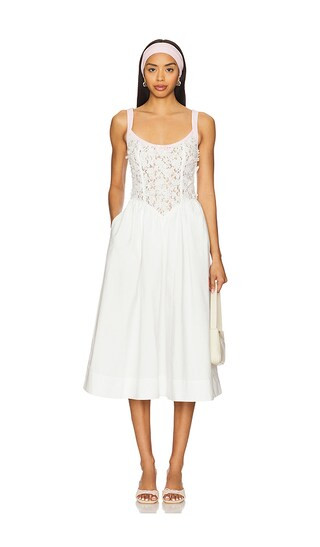 Blossom Lace Midi Dress in White | Revolve Clothing (Global)