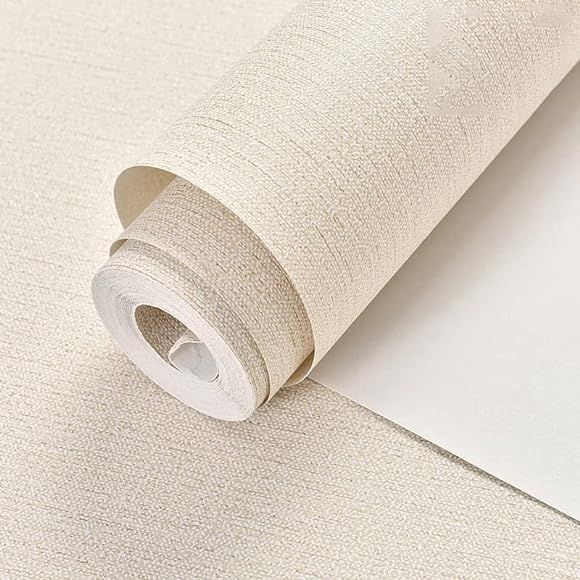 Fabric Peel and Stick Wallpaper Khaki Faux Grasscloth Wallpaper Self-Adhesive 17.71” x 118” Linen Wa | Amazon (US)