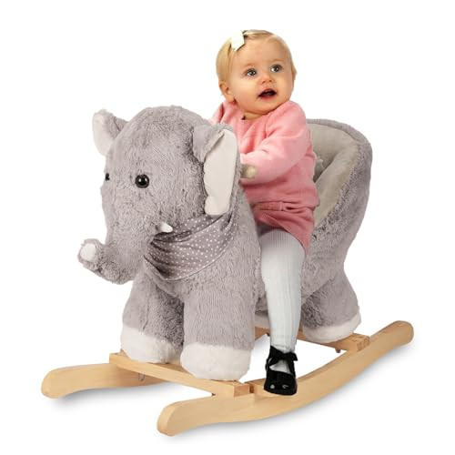 Rocking Horse Elephant, Baby Animal Rocker, Rocking Horse with Seat, Ride on Horse, Plush Rocking Horse with Sweet Music, Wooden Rocking Horse for Toddlers 1-3, (Gray Elephant), CPC Certified | Amazon (US)