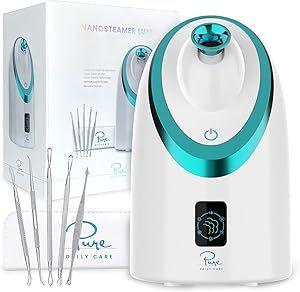 NanoSteamer Luxe by Pure Daily Care in White | Ionic Facial Steamer with Smart Steam Technology |... | Amazon (US)