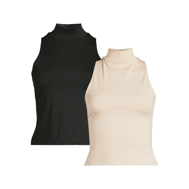 No Boundaries Juniors Mock Neck Tank Top, 2-Pack, Sizes XS-3XL | Walmart (US)