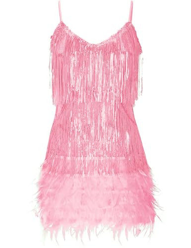 Women's Sequin Cocktail Dresses 1920s Flapper Dress Gatsby Fringe Mini Dresses Feather Prom Party... | Amazon (US)