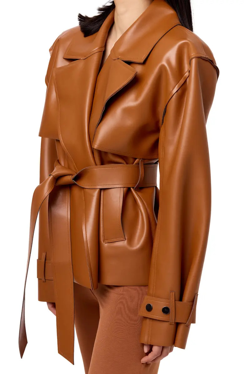 Faux Leather Crop Trench Coat | Nordstrom