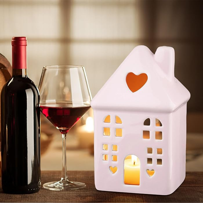 Resin House Tabletop Decoration, 6 Inch Valentine's Day Heart Cutout Mantel Decor, Mini Valentine... | Amazon (US)