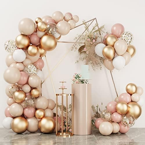 RUBFAC Blush Balloons Garland Arch Kit, Retro Pink Macaron Orange Gold White Balloons Confetti La... | Amazon (US)