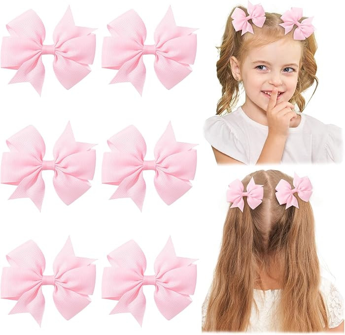Choicbaby 3 Inches Hair Bows for Girls Pink Grosgrain Ribbon Pinwheel Hair Clips Toddler Bows Hai... | Amazon (US)