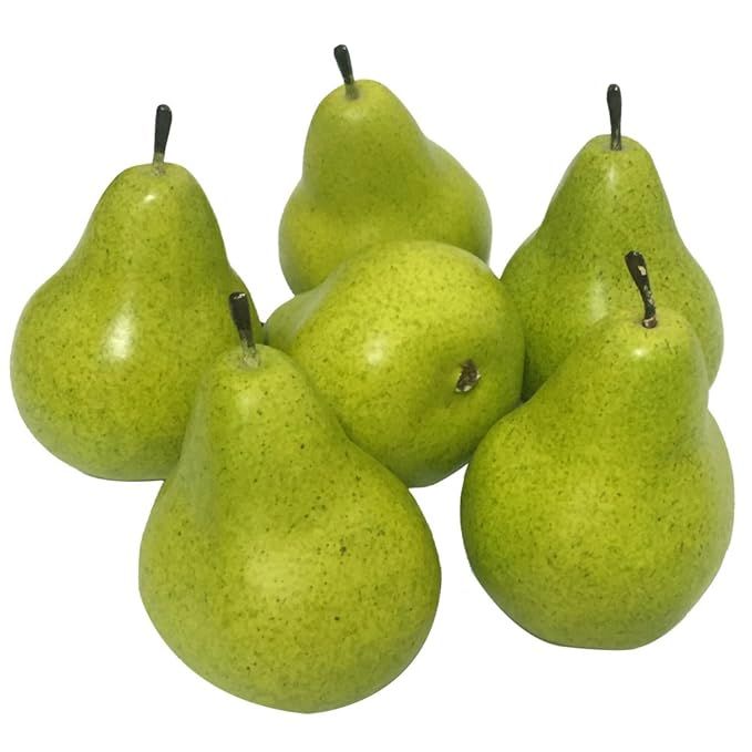 J-Rijzen 6pcs Fake Pear Artificial Fruits Vivid Green Pear for Home Fruit Shop Supermarket Desk O... | Amazon (US)
