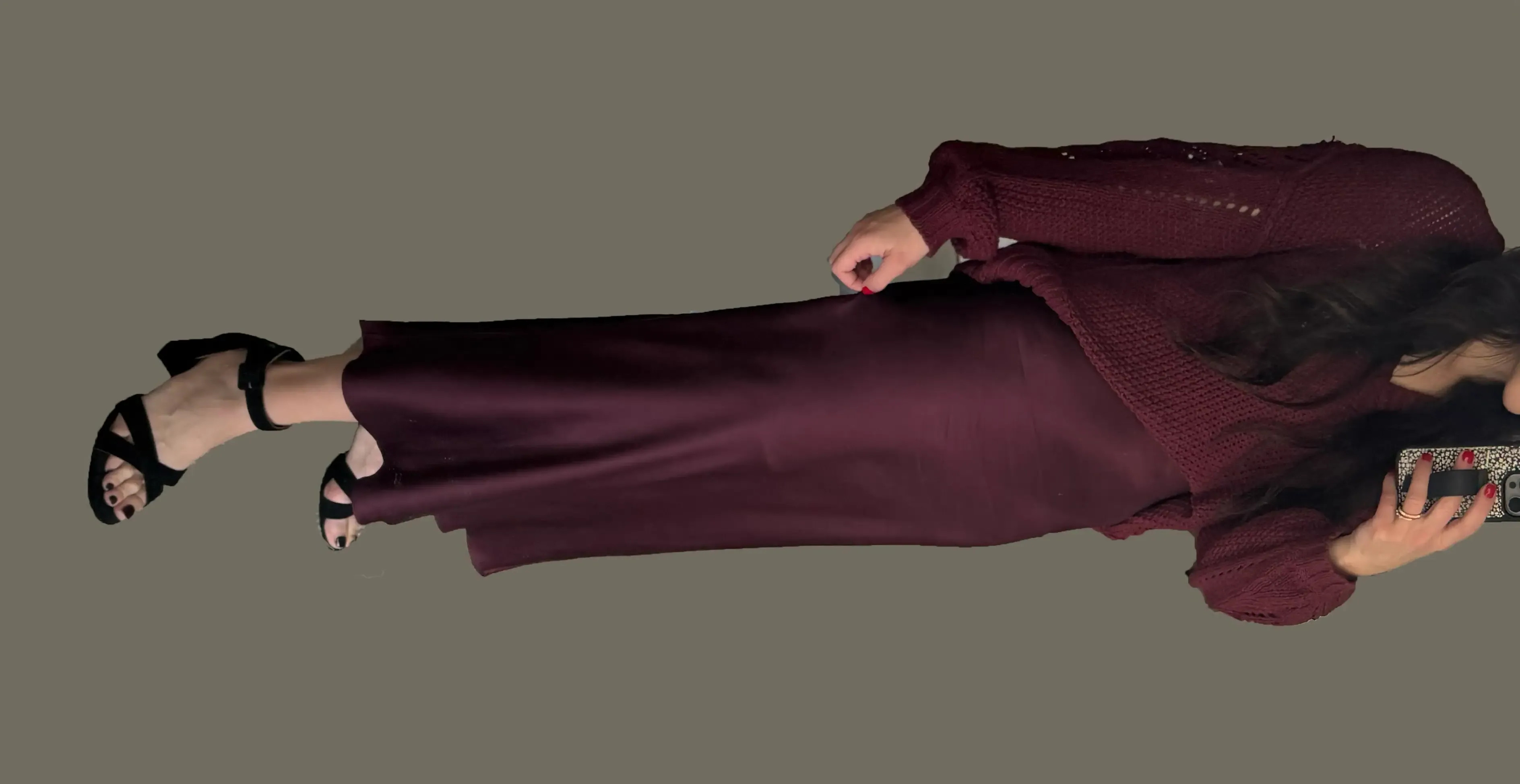 100% Washable Silk Maxi Skirt in Wine Tasting Red | Quince