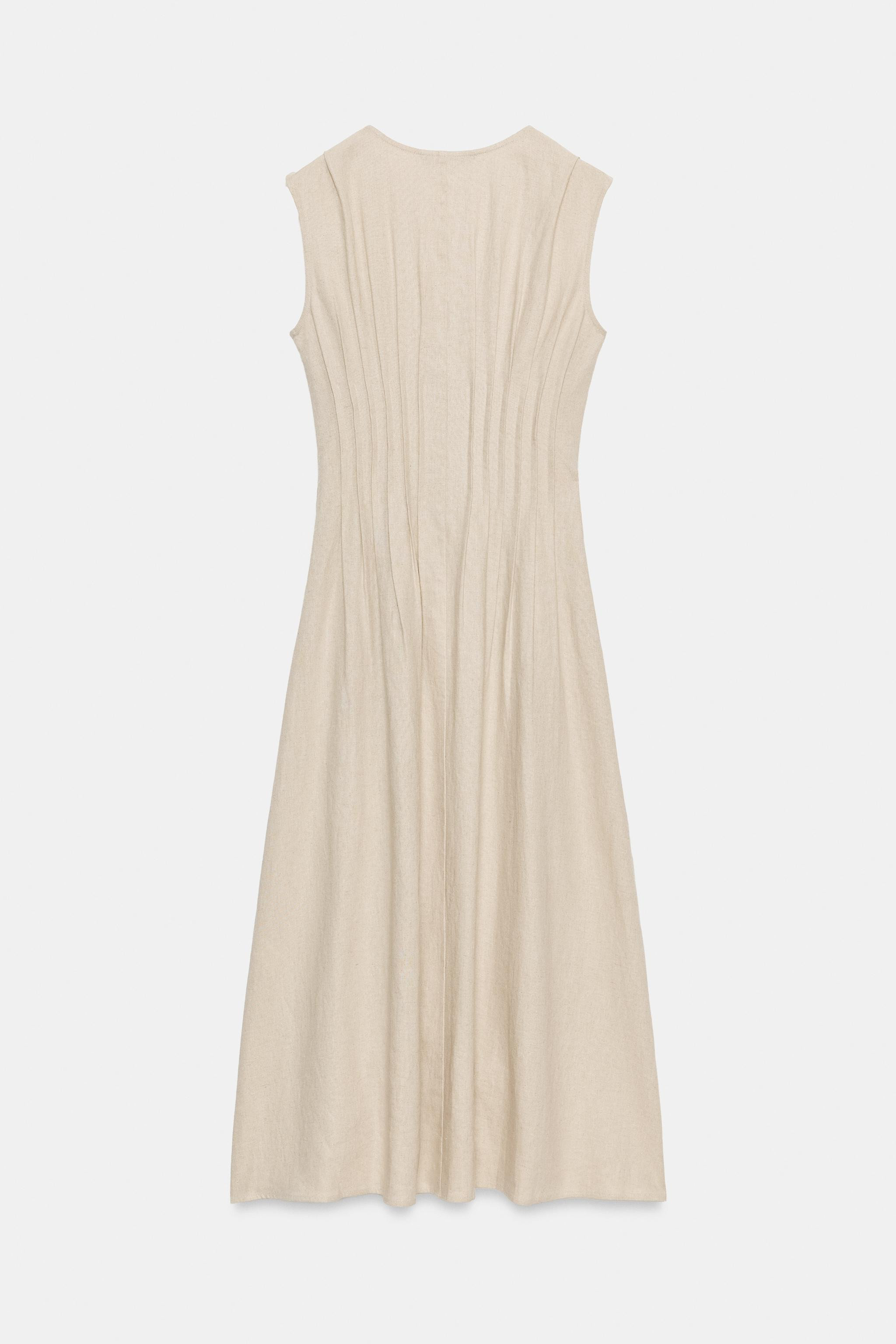 DRAWSTRING LINEN MIDI DRESS | Zara US