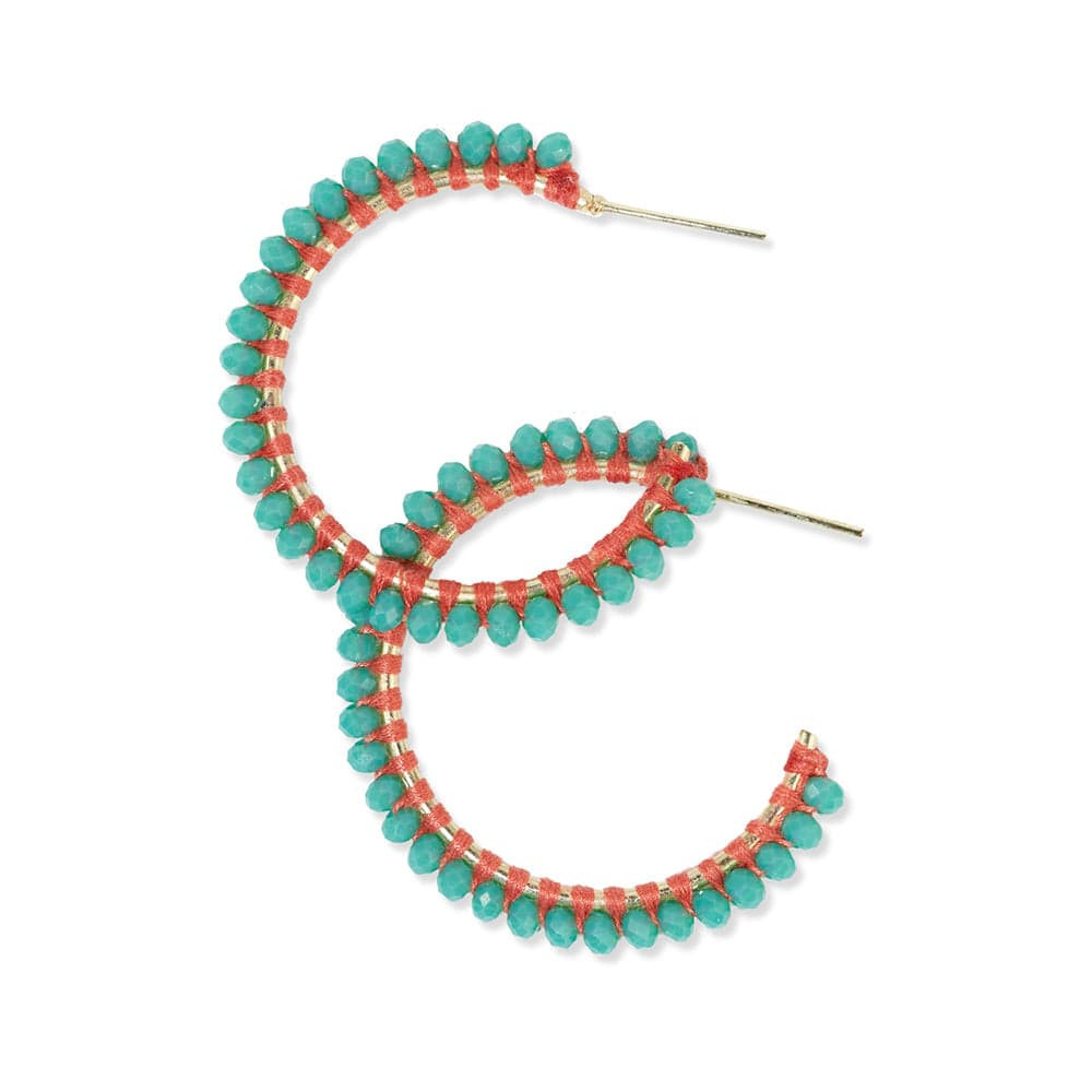 Lillian Crystal Threaded Beads Hoop Turquoise | INK+ALLOY