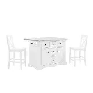 CROSLEY FURNITURE Julia White Kitchen Island with X-Back Stools-KF30064WH-WH - The Home Depot | The Home Depot