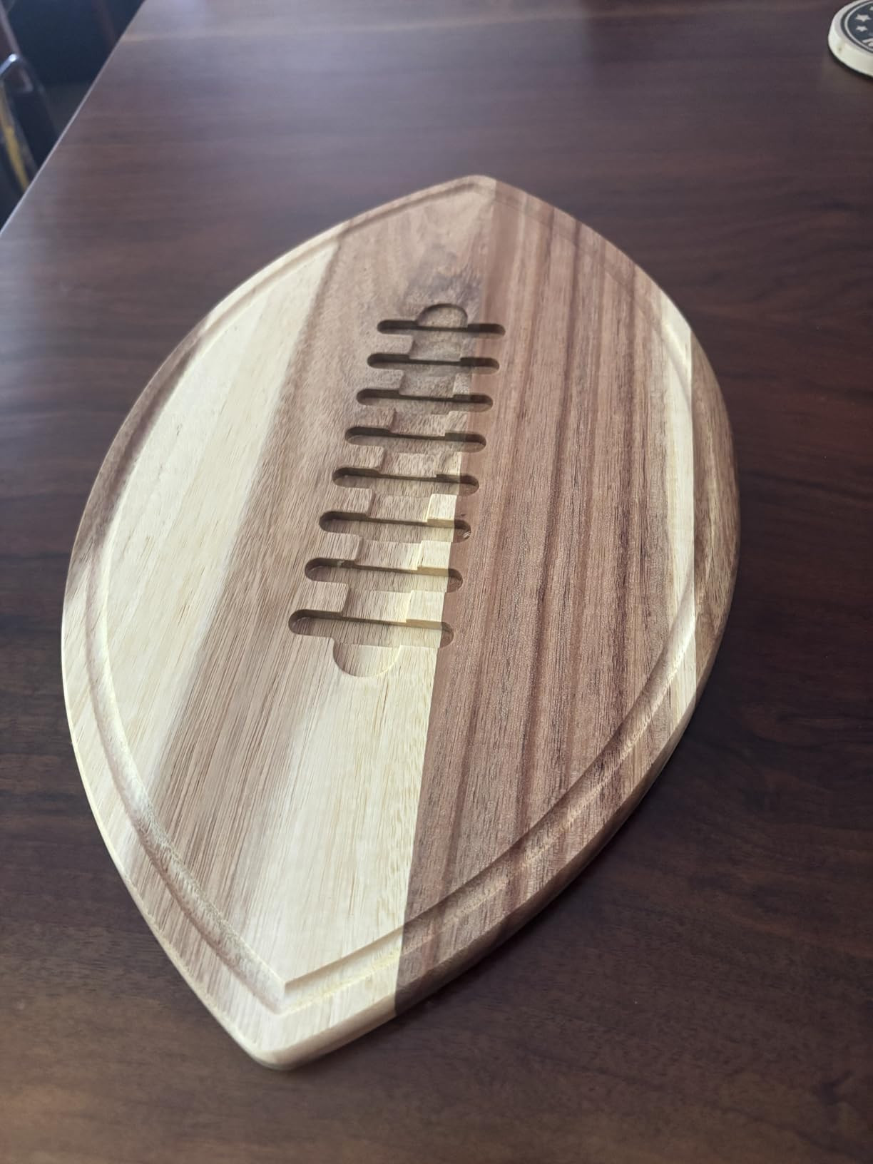 Football Shaped Cutting Board – 16X9.5 INCH – Acacia Wood Charcuterie Tray – Wooden Footbal... | Amazon (US)