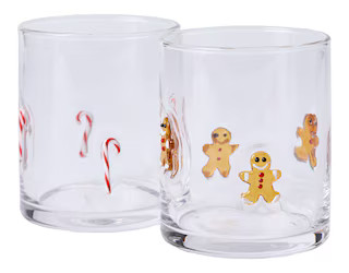 CANVAS Santa's Workshop Collection Candy Cane & Gingerbread Man Glass Icon Glasses Set, 2-pk | Canadian Tire