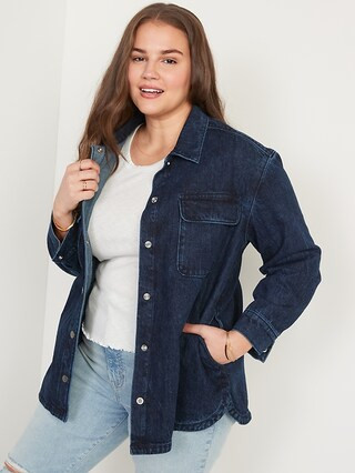 Dark-Wash Jean Shacket for Women | Old Navy (US)