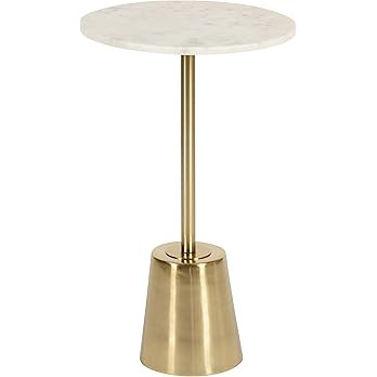 Kate and Laurel Tira Modern Marble Side Table, 14 x 14 x 24, Gold, Small Pedestal Table for Decor... | Amazon (US)