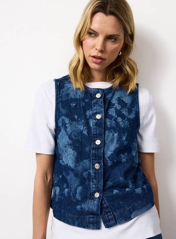 Light Denim Floral Laser Print Waistcoat 16 | Tu Clothing