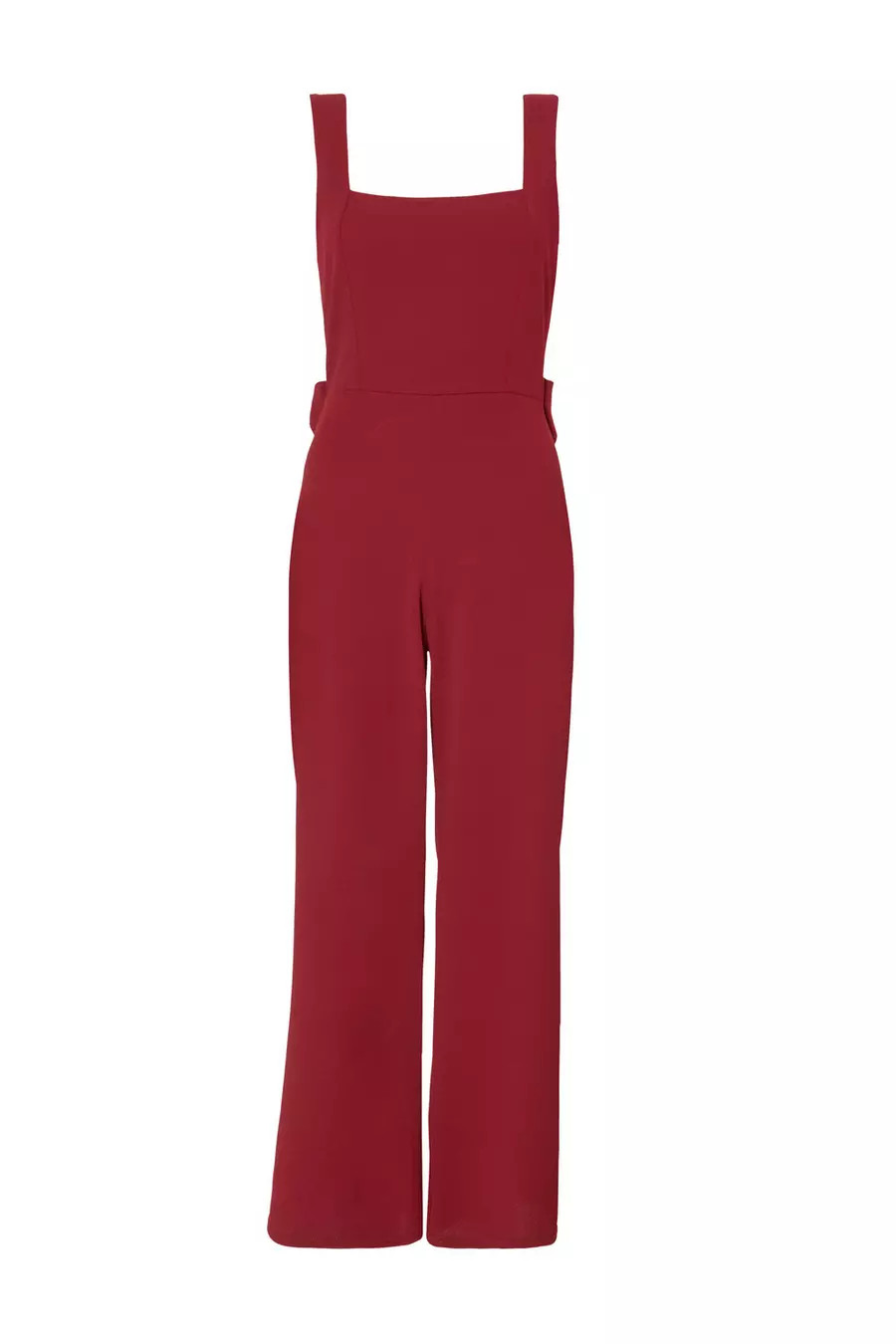 Petite Burgundy Bow Back Jumpsuit | Quiz Clothing