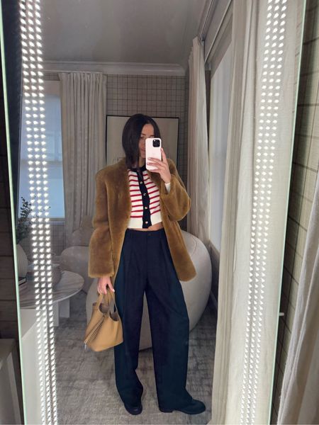 STYLE SESSION: Saturday brunch outfit or day time look. Wearing my most comfortable loafers and the cutest striped cardigan. Faux fur coat is Chloe but linked similar!

#LTKstyletip #LTKSeasonal