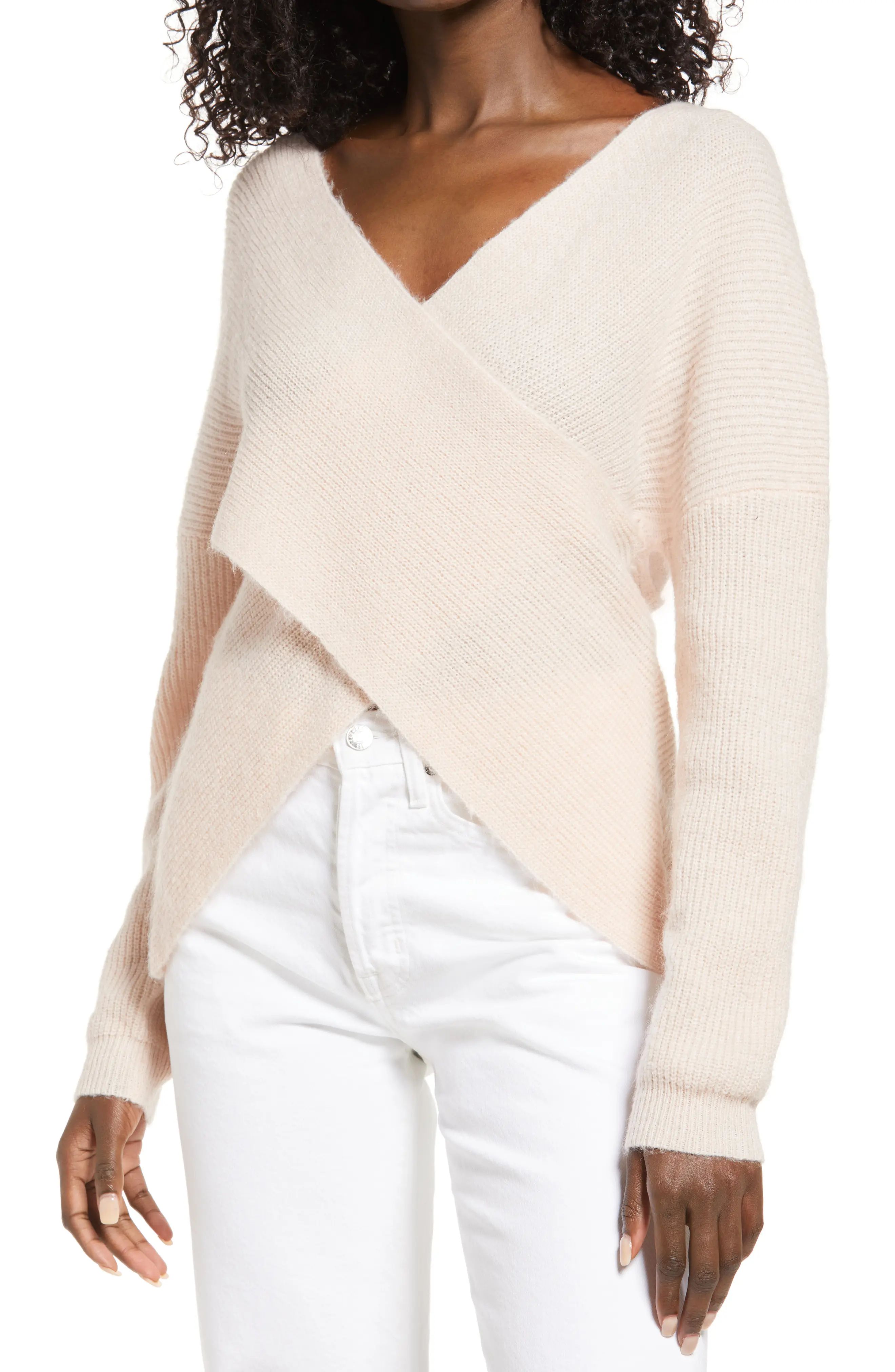 Open Edit Wrap Sweater in Pink Smoke at Nordstrom, Size X-Small | Nordstrom