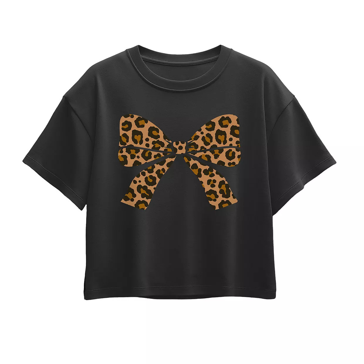 Girls 7-16 Leopard Print Bow Boxy Tee | Kohl's