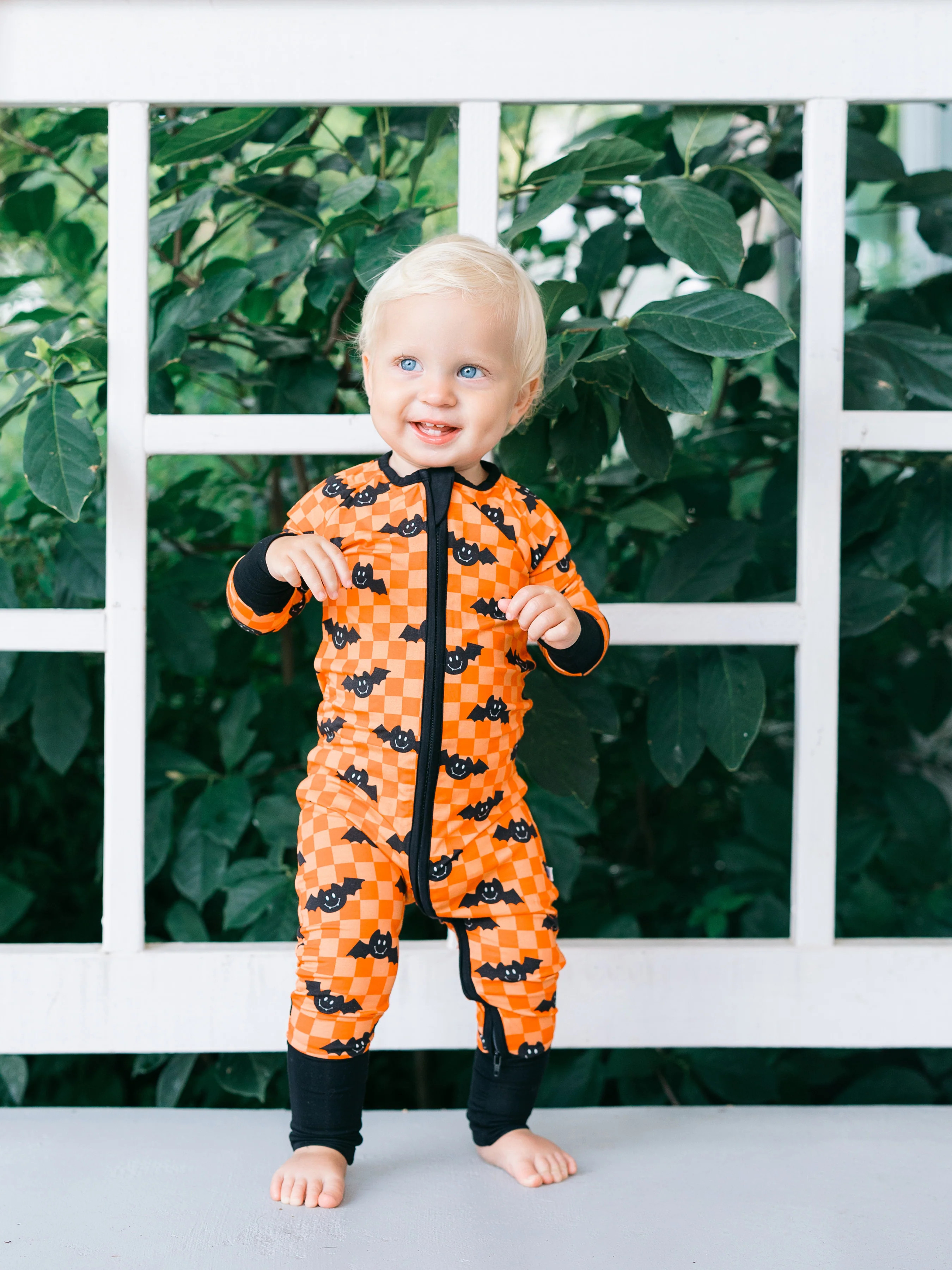 Batty Check Premium Zipper Romper | Poppy Kids Co